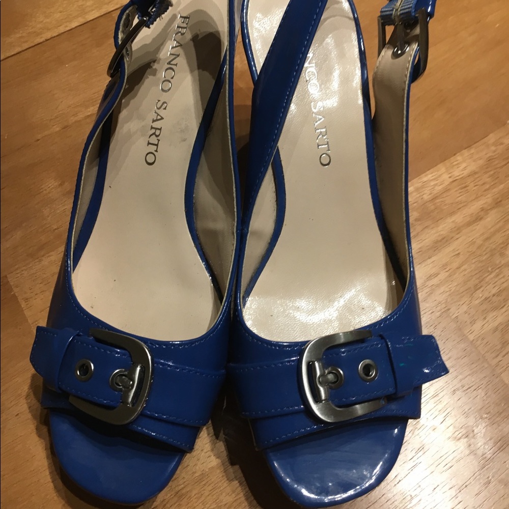 Franco Sarto Blue Patent Wedges 7.5